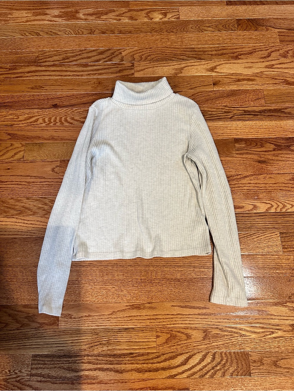 Classic Ribbed Turtleneck Sweater - Light Cream
